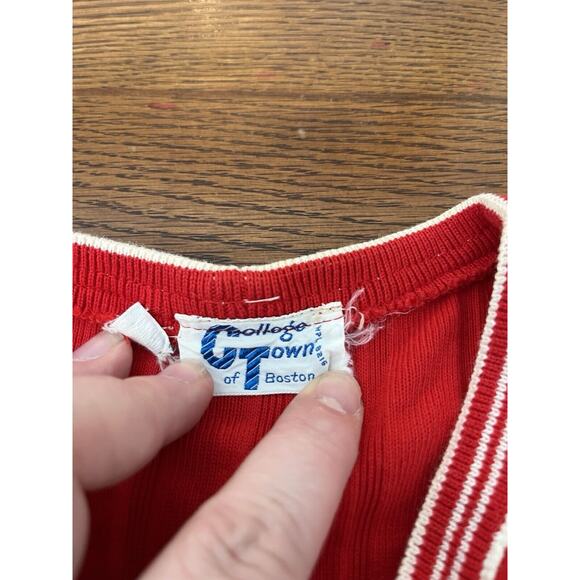 Vintage College Town Of Boston Red Sweater Vest Cardigan Sweater Size Medium - Picture 5 of 10